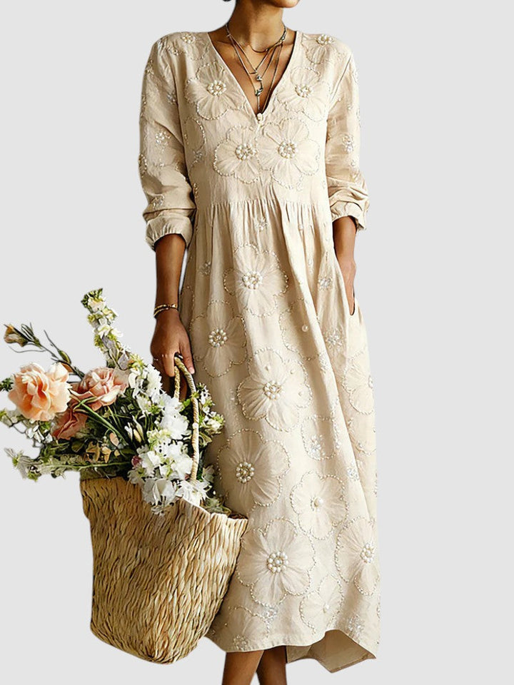 LENA | VESTIDO MIDI COM FLORES