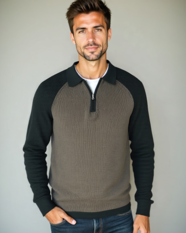 Péter™ | Sweatshirt com fecho e mangas raglã