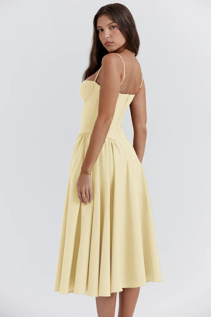Sigrid | Vestido camiseiro, sem mangas, comprimento midi
