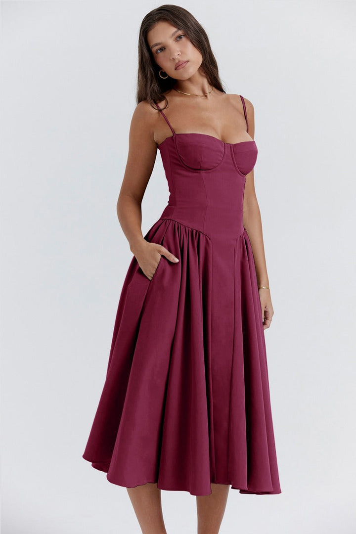 Sigrid | Vestido camiseiro, sem mangas, comprimento midi