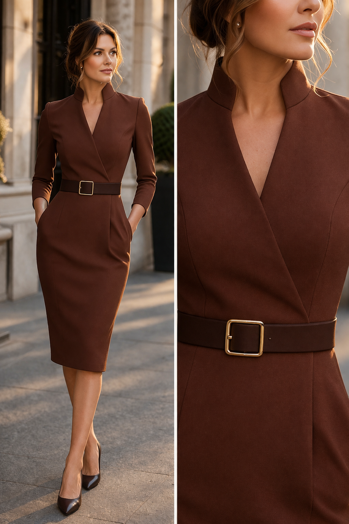 Teresa - Vestido preto com cintura marcada