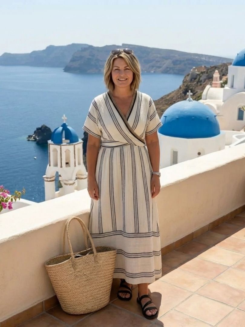 Chantal | Wrap midi dress with short sleeves