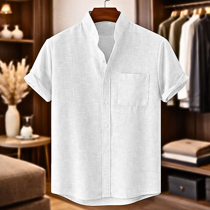 Camisa de linho de manga curta