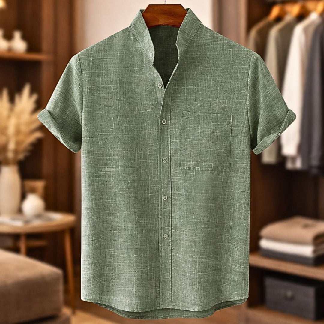 Camisa de linho de manga curta