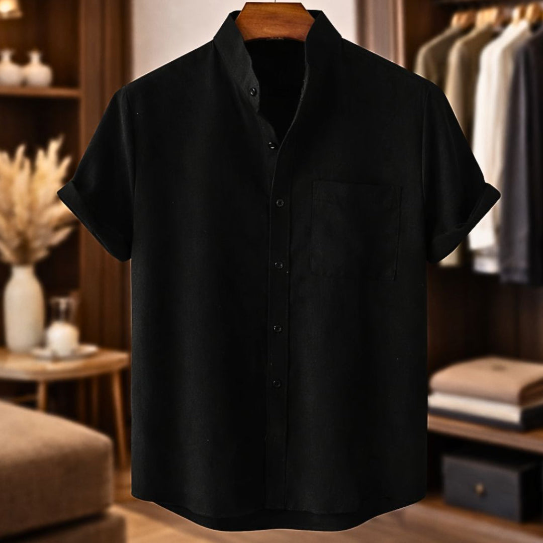 Camisa de linho de manga curta