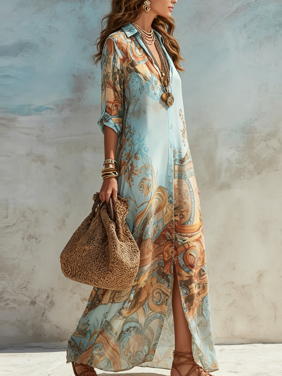 Lorna | Vestido camisa mediterrâneo