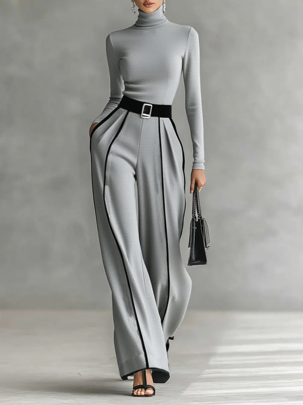 Céline | Elegant high-neck and wide-leg set