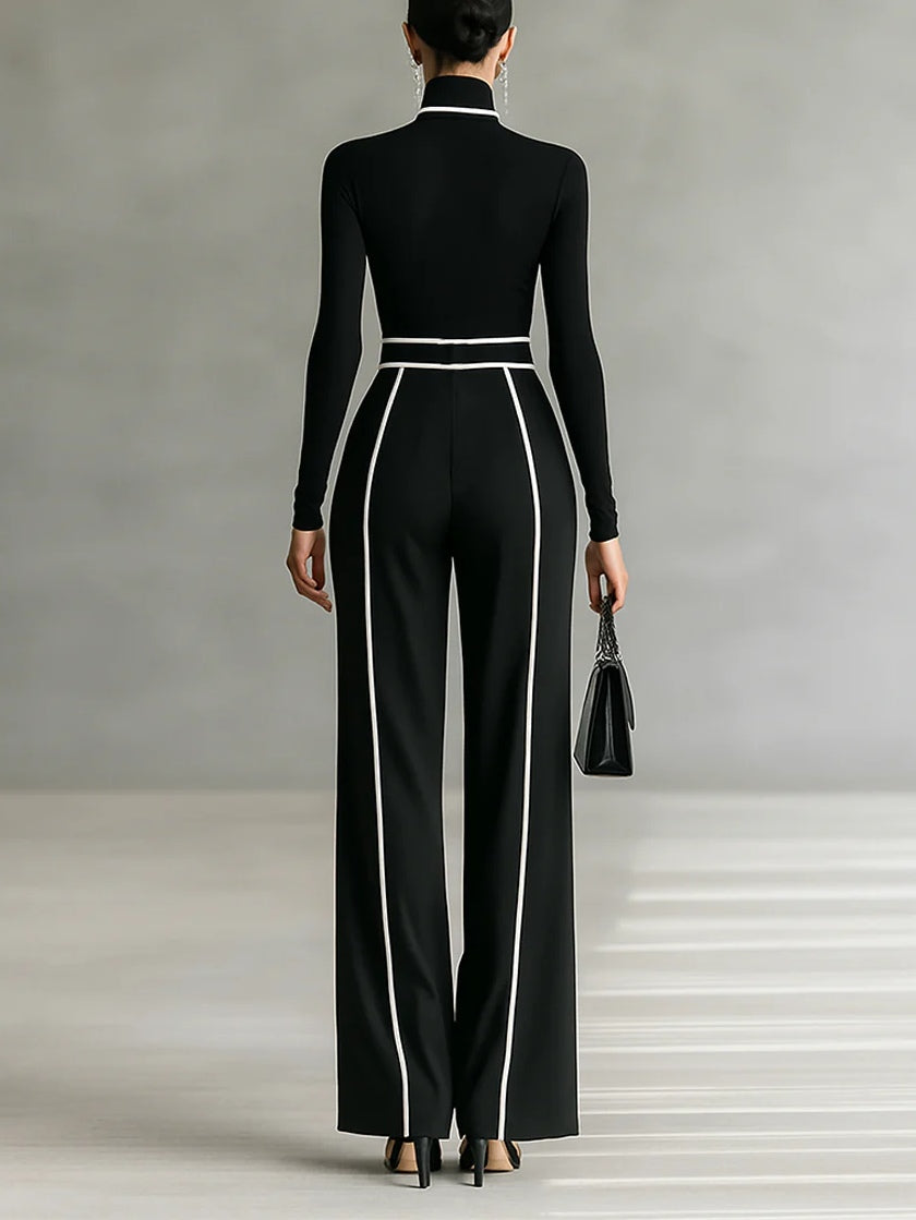 Céline | Elegant high-neck and wide-leg set
