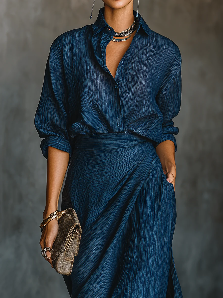 Angelika | Elegant shirt and long skirt set