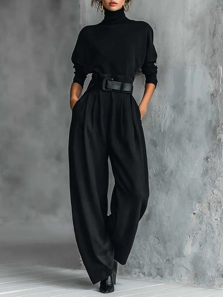 Victoar | Black High Neck and Trousers Set