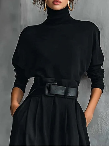 Victoar | Black High Neck and Trousers Set