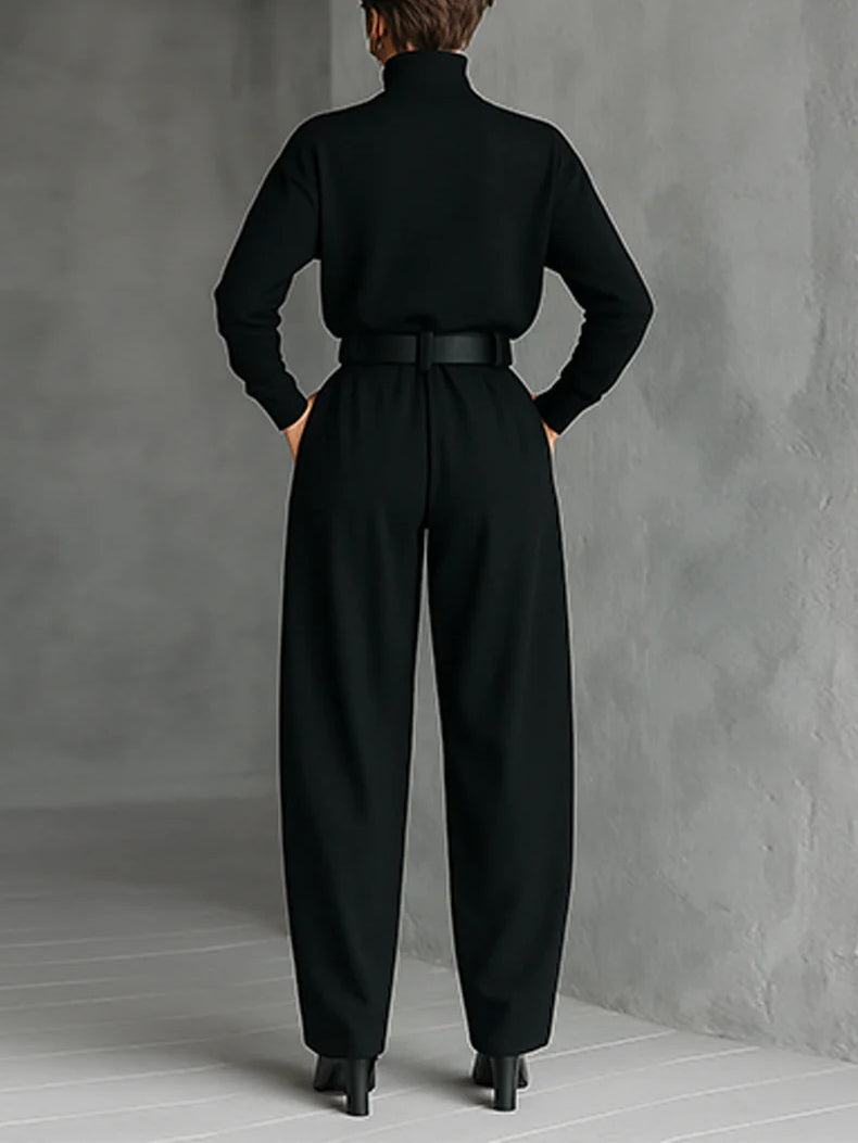 Victoar | Black High Neck and Trousers Set