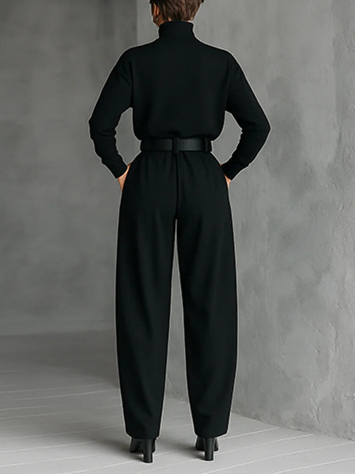 Victoar | Black High Neck and Trousers Set