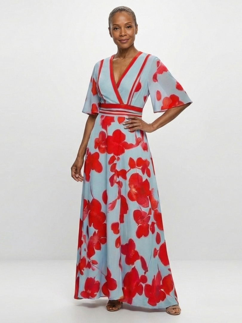Florence | Floral V-Neck Maxi Dress
