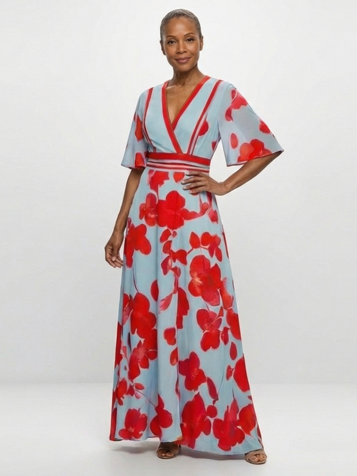 Florence | Floral V-Neck Maxi Dress