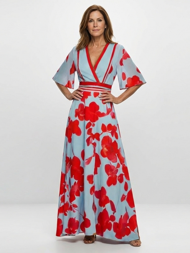 Florence | Floral V-Neck Maxi Dress