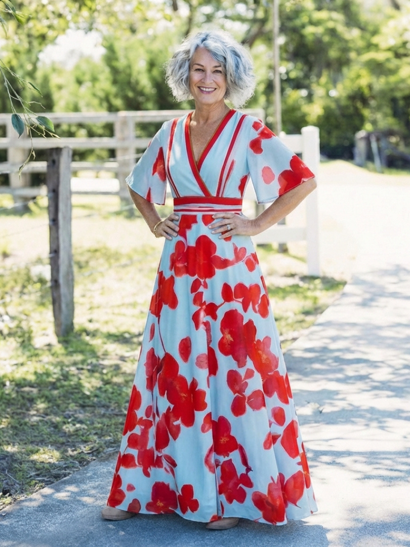 Florence | Floral V-Neck Maxi Dress