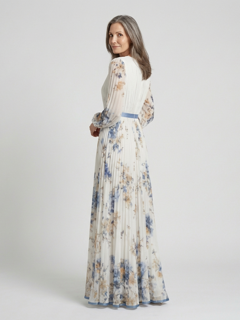 Anaïs | Maxi vestido com padrão floral e mangas compridas