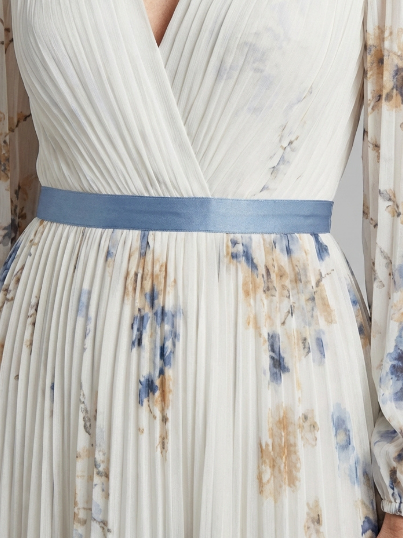 Anaïs | Maxi vestido com padrão floral e mangas compridas