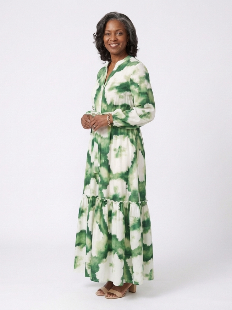 Sophie | Vestido maxi com mangas compridas e cintura ajustada