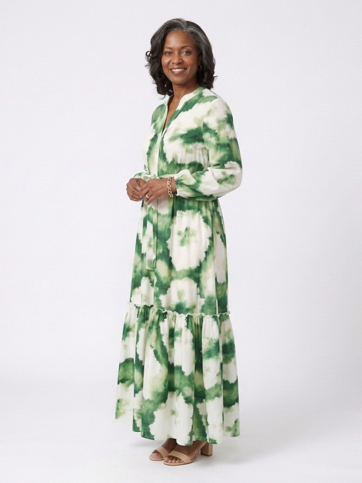 Sophie | Vestido maxi com mangas compridas e cintura ajustada