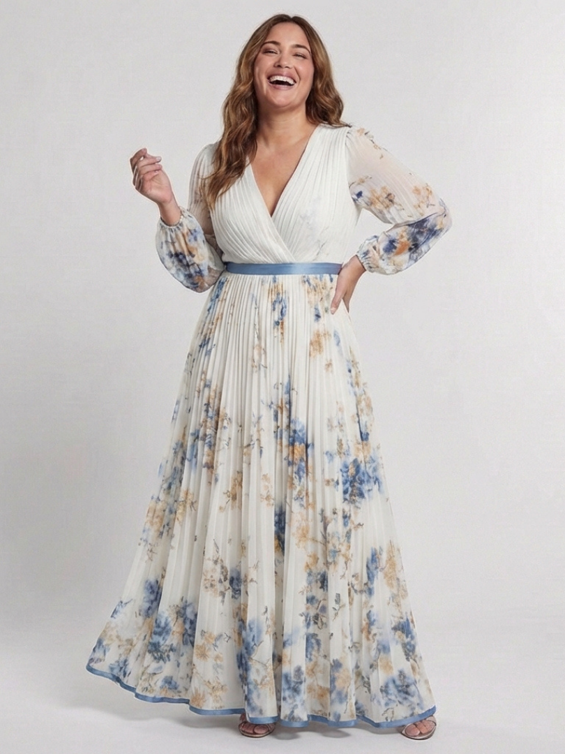 Anaïs | Maxi vestido com padrão floral e mangas compridas