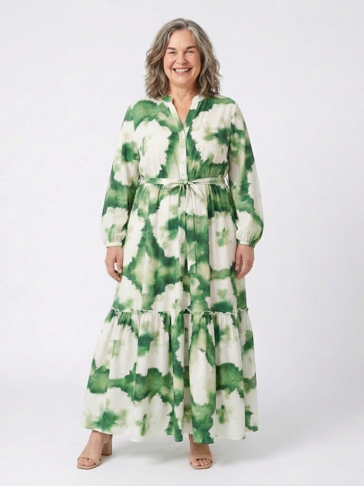 Sophie | Vestido maxi com mangas compridas e cintura ajustada