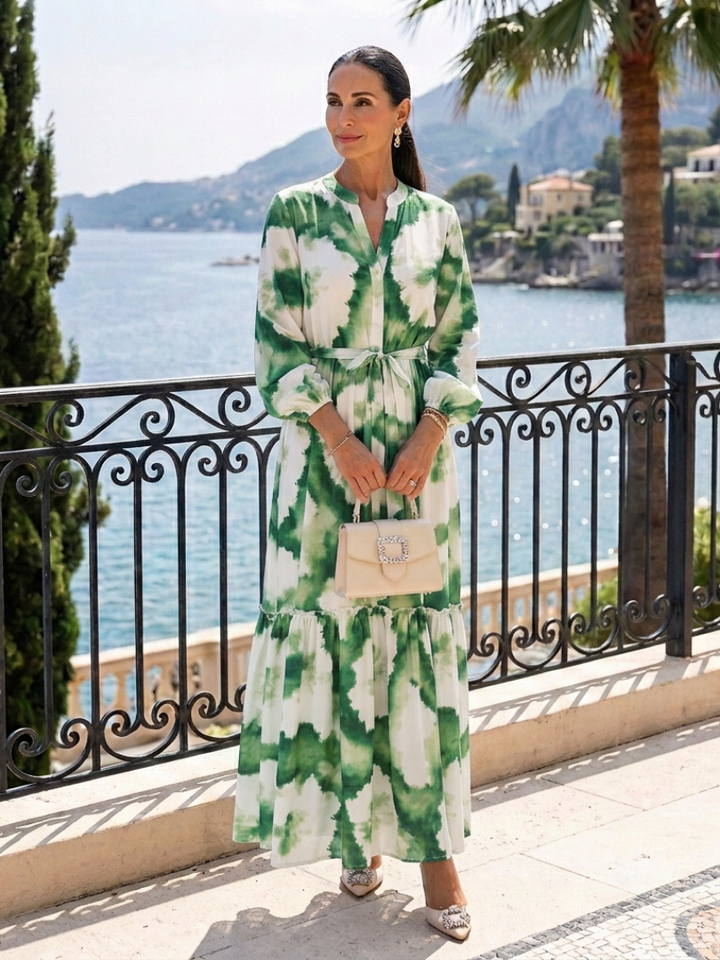 Sophie | Vestido maxi com mangas compridas e cintura ajustada