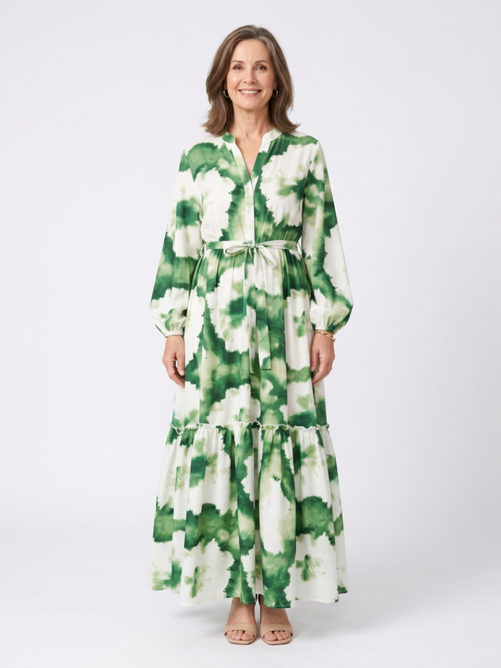 Sophie | Vestido maxi com mangas compridas e cintura ajustada
