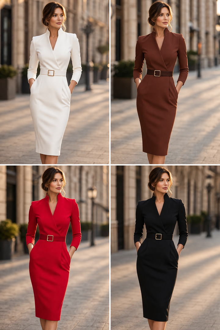 Teresa - Vestido preto com cintura marcada