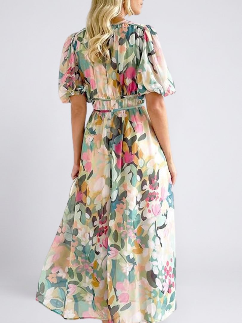 Audrey | Vestido curto com mangas curtas e cintura franzida