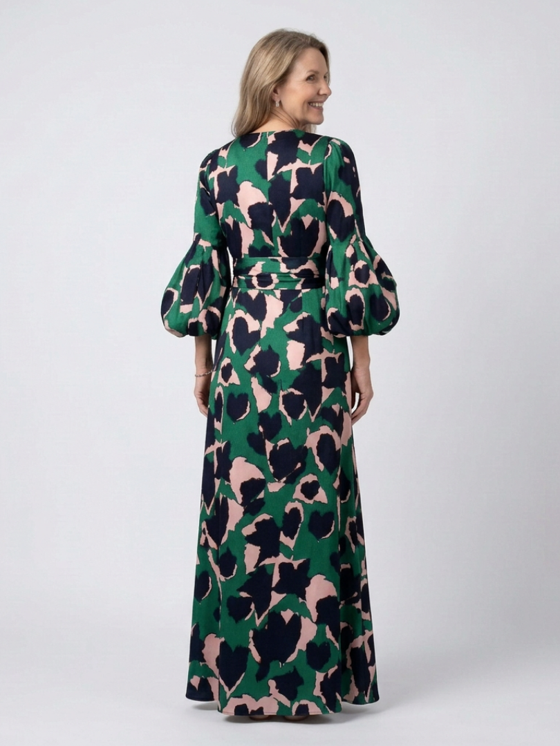 Lea | Vestido maxi com mangas compridas e cintura ajustada