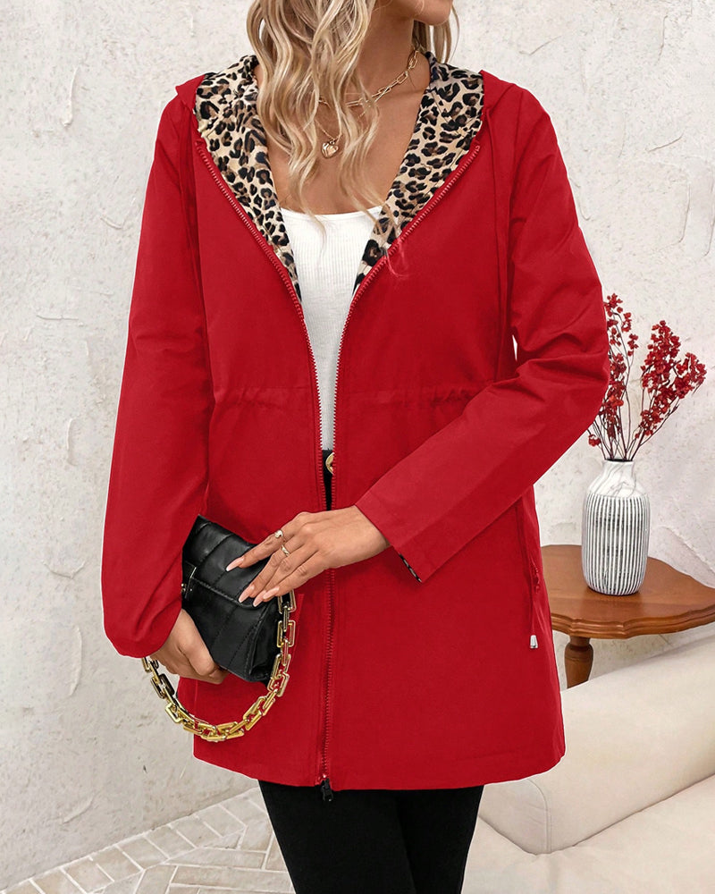 Daisy™ - Casaco Reversível com Capuz e Padrão Leopardo
