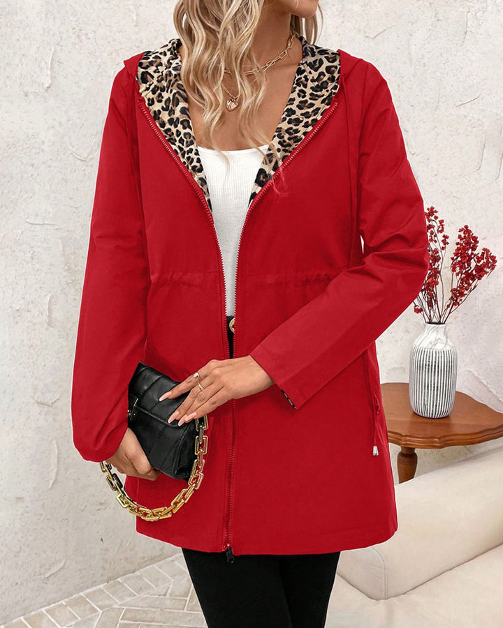 Daisy™ - Casaco Reversível com Capuz e Padrão Leopardo
