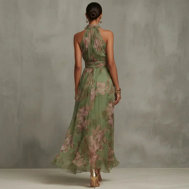 Milene | Vestido midi com gola halter
