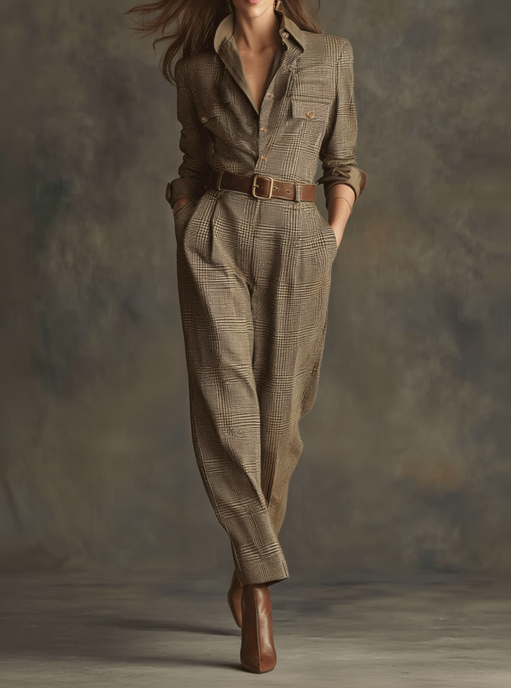 Claris | Vestido maxi xadrez com detalhes