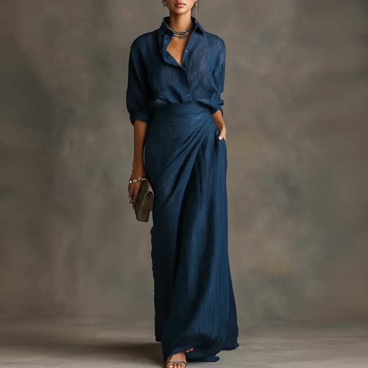 Angelika | Elegant shirt and long skirt set