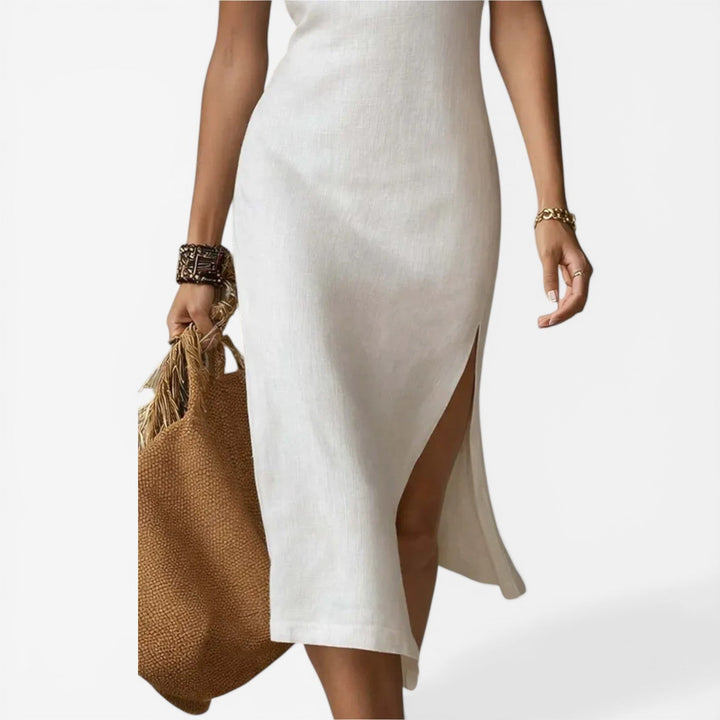 Jasmim - Vestido Midi às Riscas
