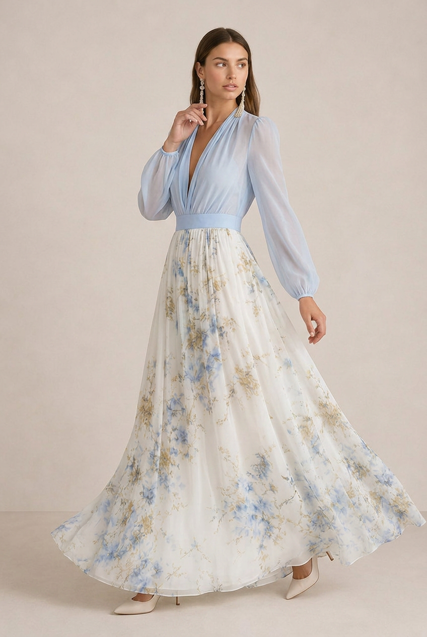 Vera - Vestido comprido com flores