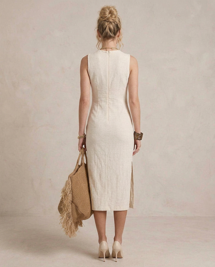 Jasmim - Vestido Midi às Riscas