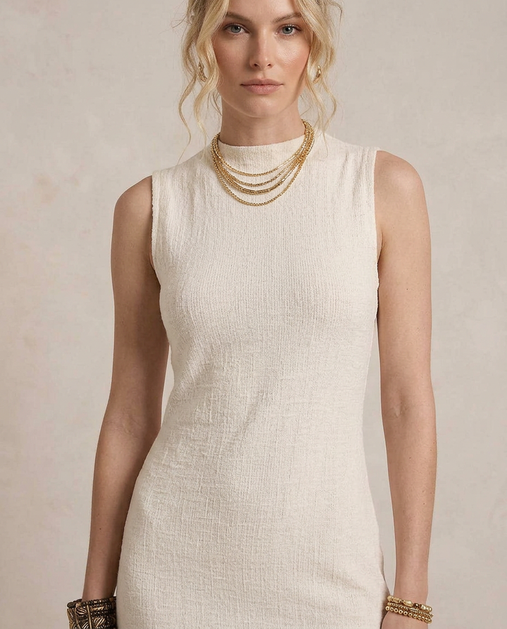 Jasmim - Vestido Midi às Riscas