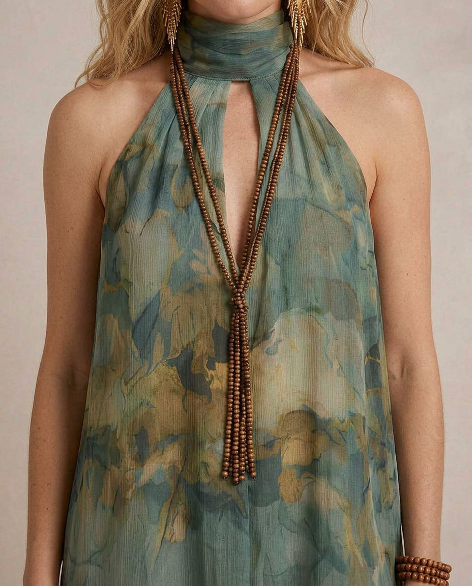 Flora - Maxi vestido de chiffon com padrão floral boho