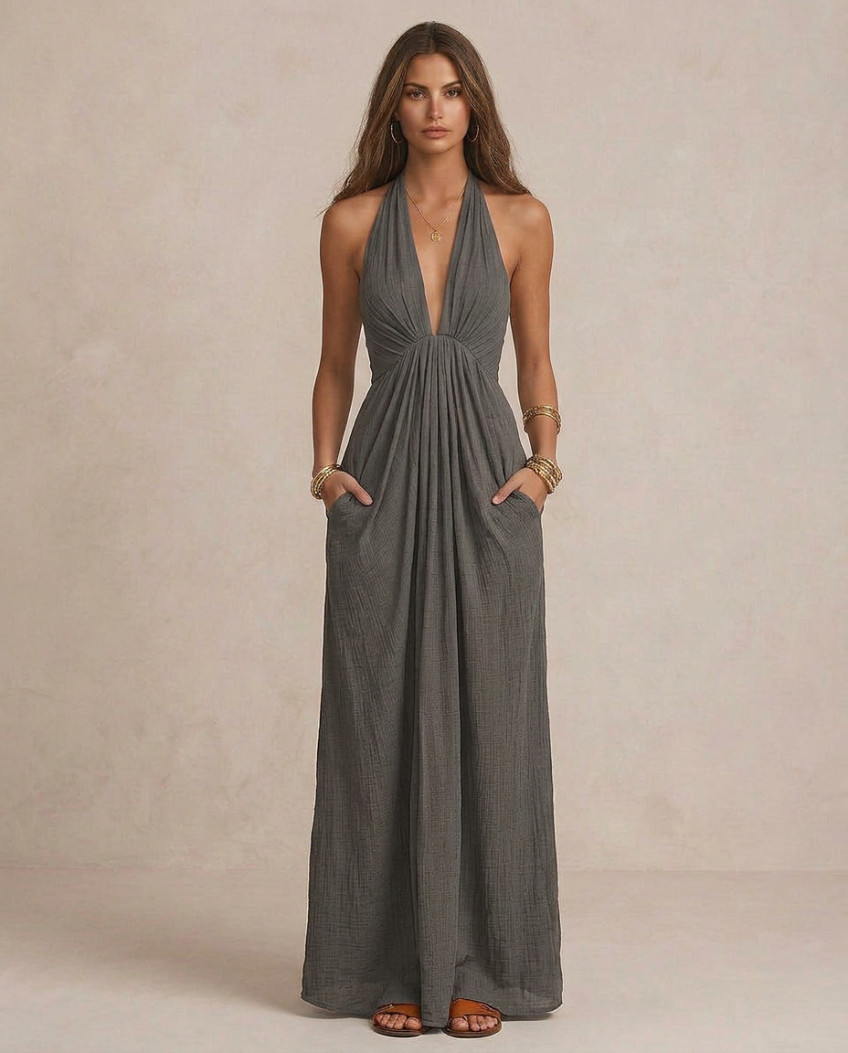Julia - Vestido comprido com drapeado