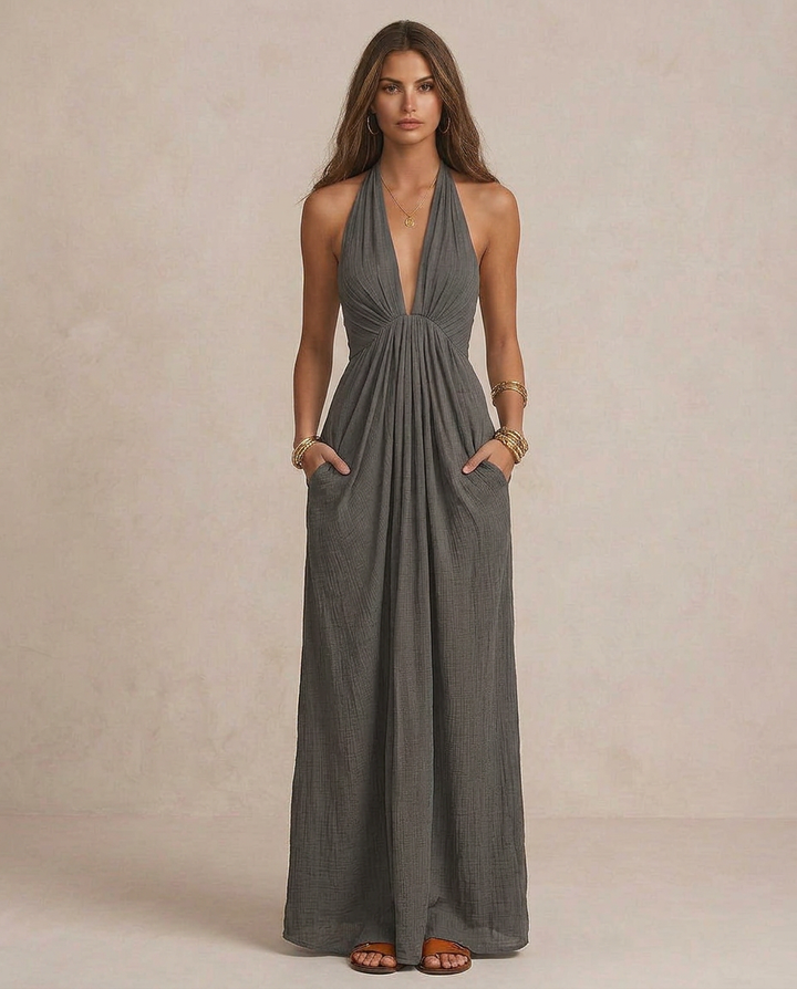 Julia - Vestido comprido com drapeado