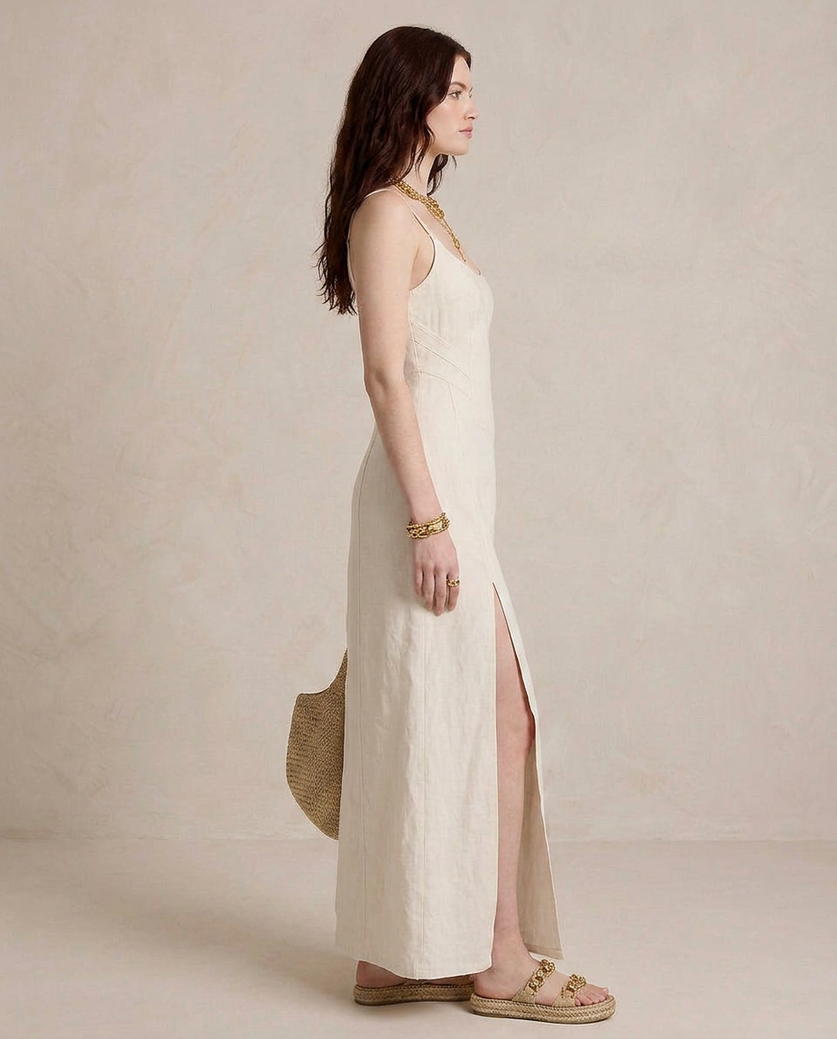Lúcia - Vestido Maxi Branco com Racha