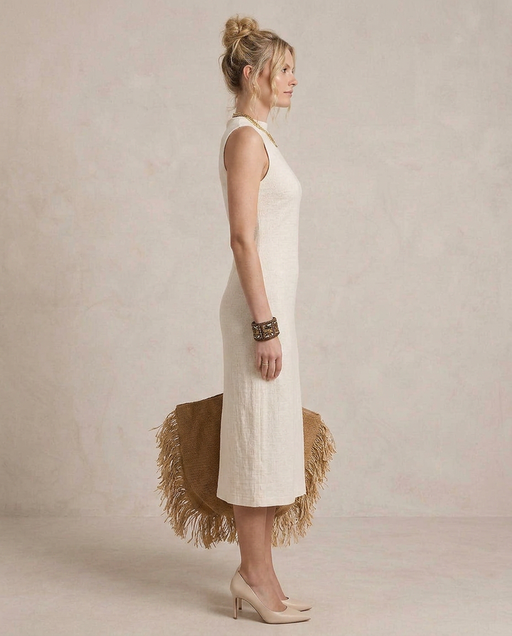 Jasmim - Vestido Midi às Riscas