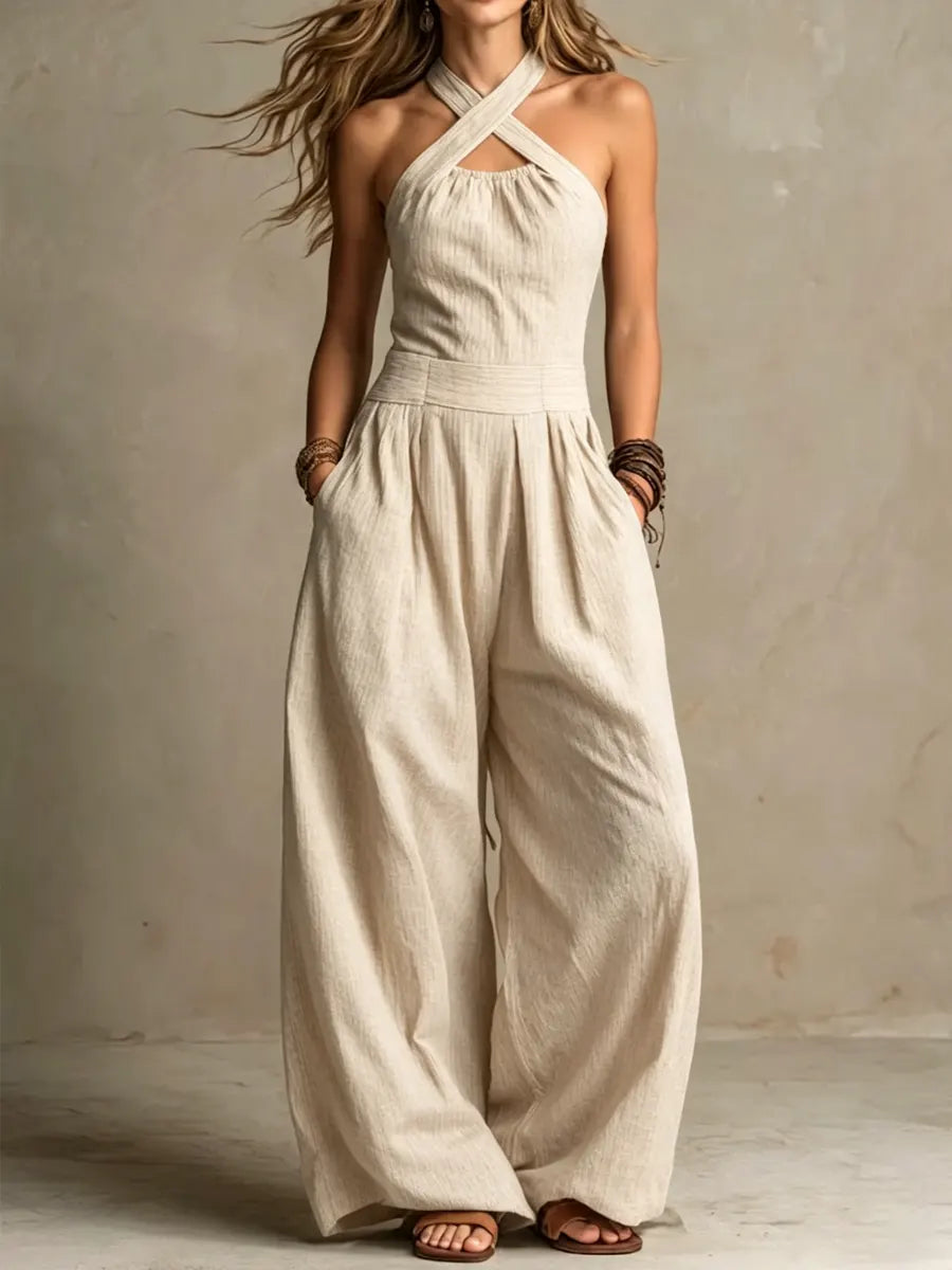 ADRIANA – Elegant jumpsuit with crossover neckline