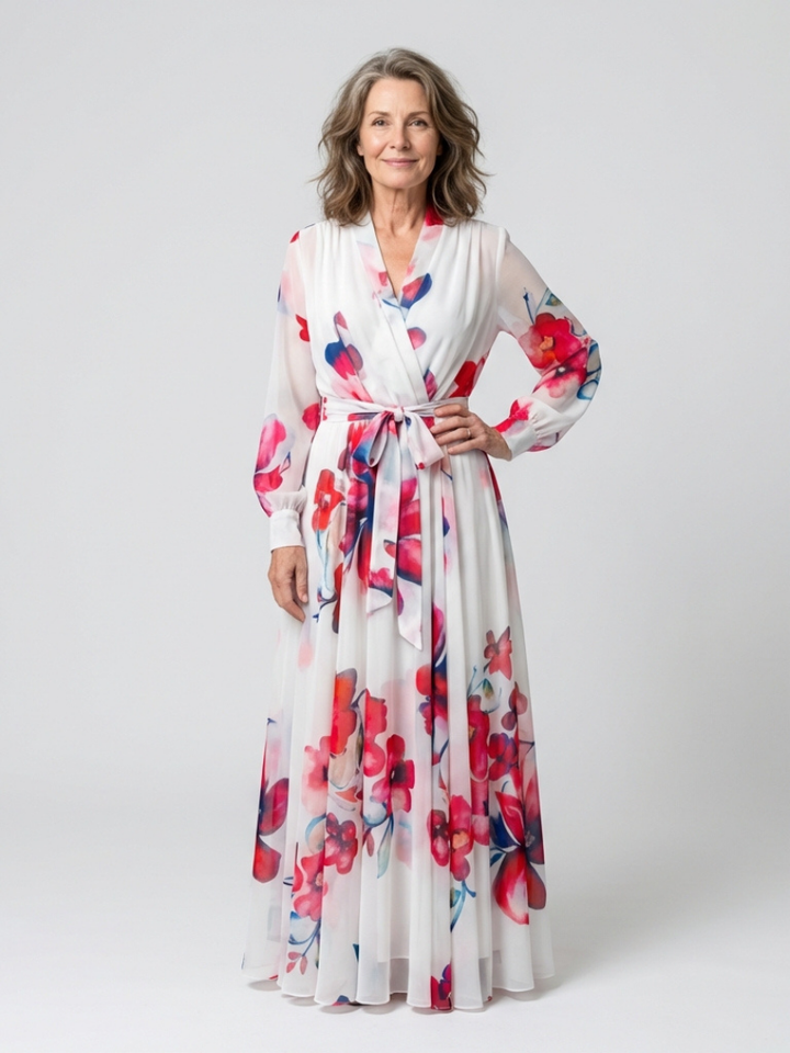 Manon | Maxi Dress de Manga Comprida com Padrão Floral