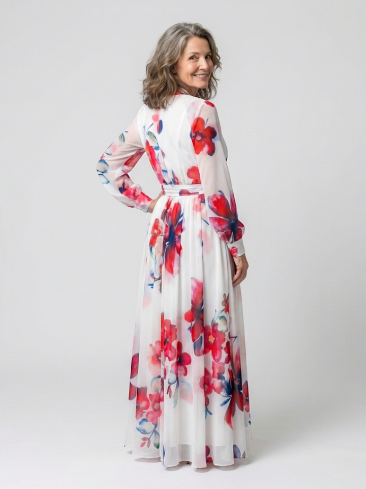 Manon | Maxi Dress de Manga Comprida com Padrão Floral