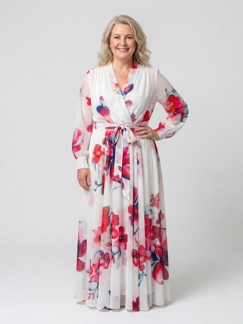 Manon | Maxi Dress de Manga Comprida com Padrão Floral